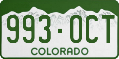 CO license plate 993OCT