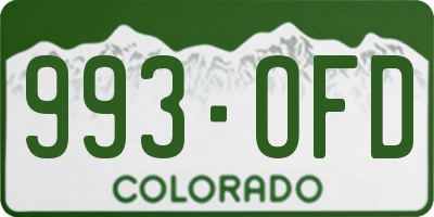 CO license plate 993OFD