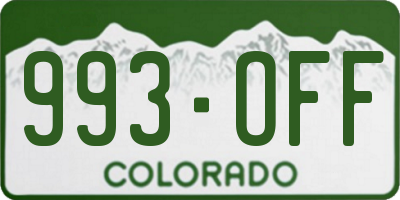 CO license plate 993OFF