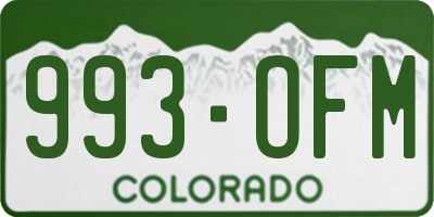 CO license plate 993OFM