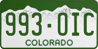 CO license plate 993OIC