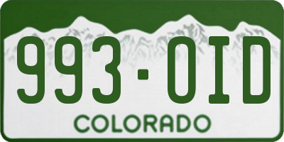 CO license plate 993OID