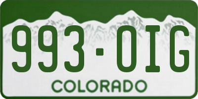 CO license plate 993OIG