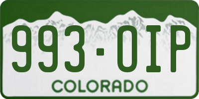 CO license plate 993OIP
