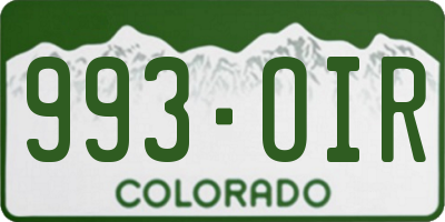 CO license plate 993OIR