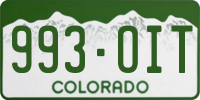 CO license plate 993OIT