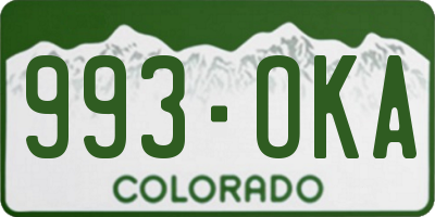 CO license plate 993OKA