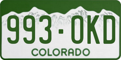 CO license plate 993OKD