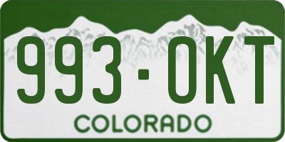 CO license plate 993OKT
