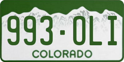CO license plate 993OLI