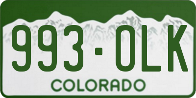 CO license plate 993OLK