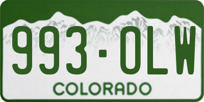CO license plate 993OLW