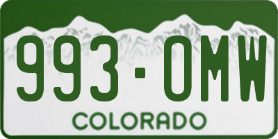 CO license plate 993OMW