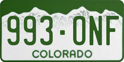 CO license plate 993ONF