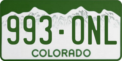 CO license plate 993ONL