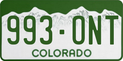 CO license plate 993ONT