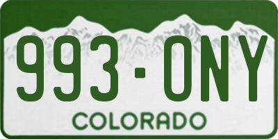 CO license plate 993ONY