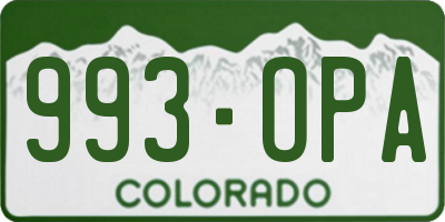 CO license plate 993OPA