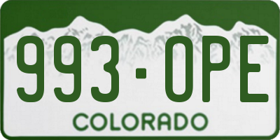 CO license plate 993OPE