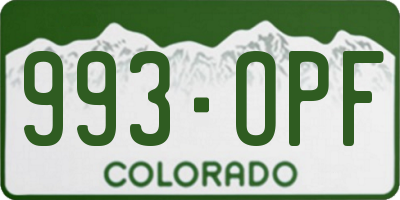 CO license plate 993OPF