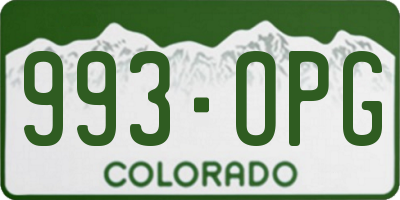CO license plate 993OPG