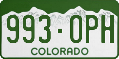 CO license plate 993OPH