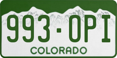 CO license plate 993OPI
