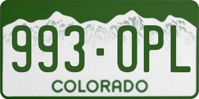 CO license plate 993OPL