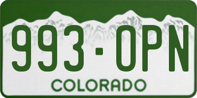 CO license plate 993OPN