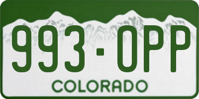 CO license plate 993OPP