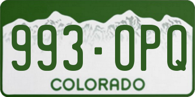 CO license plate 993OPQ