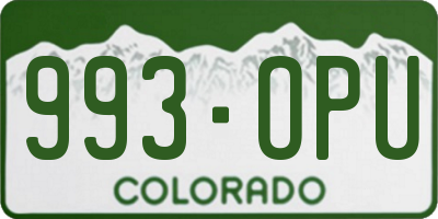 CO license plate 993OPU