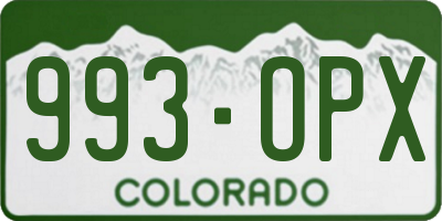 CO license plate 993OPX