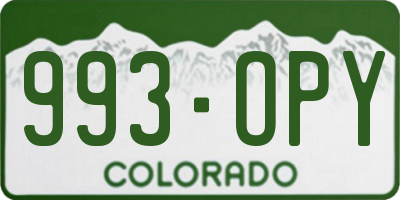 CO license plate 993OPY