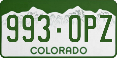 CO license plate 993OPZ