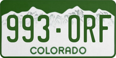 CO license plate 993ORF