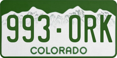 CO license plate 993ORK
