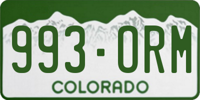 CO license plate 993ORM