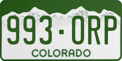CO license plate 993ORP