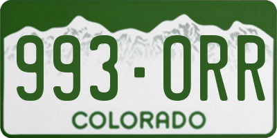 CO license plate 993ORR