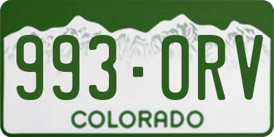 CO license plate 993ORV