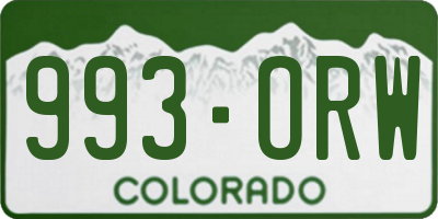 CO license plate 993ORW