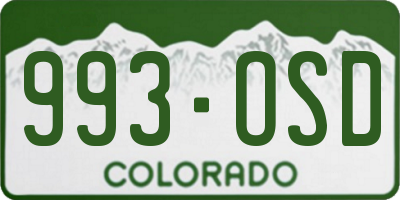 CO license plate 993OSD