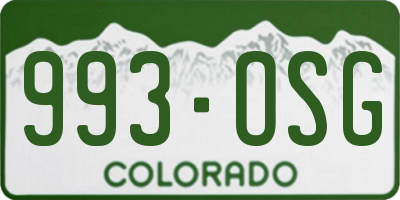 CO license plate 993OSG