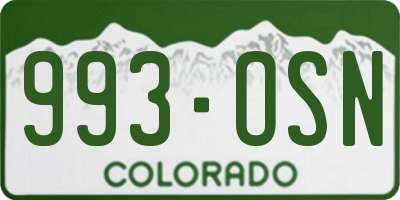 CO license plate 993OSN