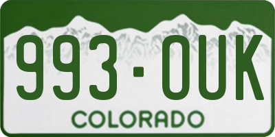 CO license plate 993OUK