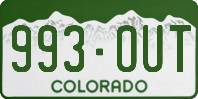 CO license plate 993OUT