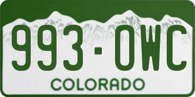 CO license plate 993OWC