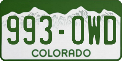 CO license plate 993OWD