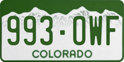 CO license plate 993OWF